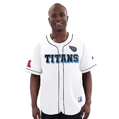 Men's�Starter White Tennessee Titans Relay Full-Button Baseball Jersey
