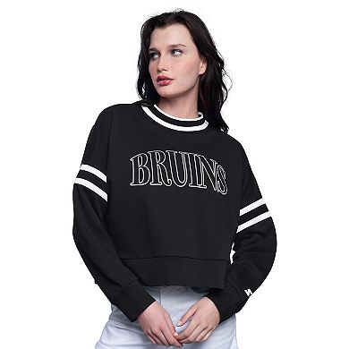 Women's Starter Black Boston Bruins Power Play Cropped Pullover Sweatshirt