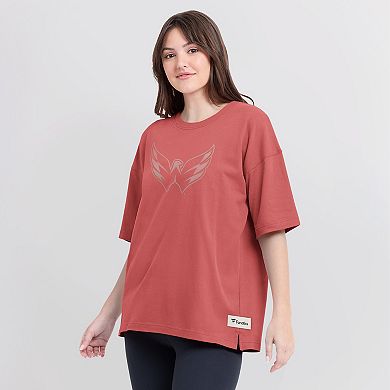 Women's Fanatics Red Washington Capitals Oversized Elements Raw Edge Future Ground T-Shirt