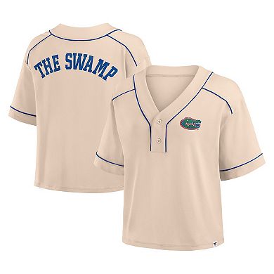 Women's Fanatics Tan Florida Gators Oversized Dominant Force Midi V-Neck T-Shirt