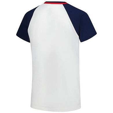 Women's�G-III 4Her by Carl Banks White/Navy Minnesota Twins Ball Park Raglan V-Neck T-Shirt