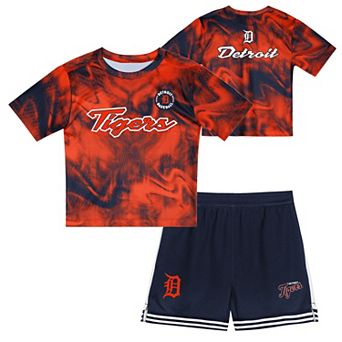 Toddler Orange/Navy Detroit Tigers Pinch Hitter Infielder T-Shirt & Shorts Set