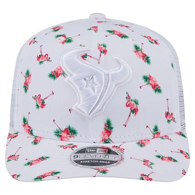 Men's New Era White Houston Texans Adventure Flamingo Pattern 9SEVENTY Stretch-Snap Hat