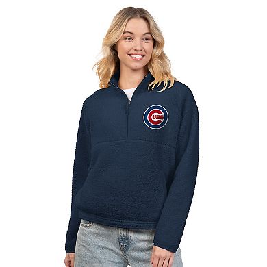 Women's G-III 4Her by Carl Banks Navy Chicago Cubs Everst Sherpa Half-Zip Pullover