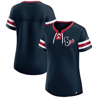 Women's Fanatics True Navy Houston Texans Lace-Up Bling T-Shirt