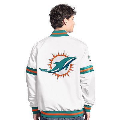 Men's Starter White Miami Dolphins Scout Full-Snap Varsity Jacket