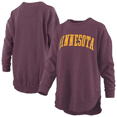 Women's Pressbox Maroon Minnesota Golden Gophers Melange Poncho Vintage Fleece Long Sleeve Pullover Sweatshirt