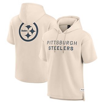 Men's Fanatics Cream Pittsburgh Steelers Elements Future Ground Lettering Short Sleeve Pullover Hoodie