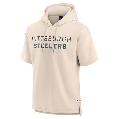 Men's Fanatics Cream Pittsburgh Steelers Elements Future Ground Lettering Short Sleeve Pullover Hoodie