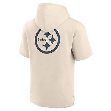 Men's Fanatics Cream Pittsburgh Steelers Elements Future Ground Lettering Short Sleeve Pullover Hoodie