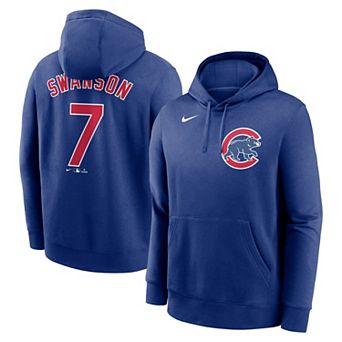 Men's Nike Dansby Swanson Royal Chicago Cubs Player Name & Number Club Pullover Hoodie