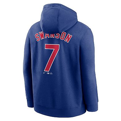 Men's Nike Dansby Swanson Royal Chicago Cubs Player Name & Number Club Pullover Hoodie