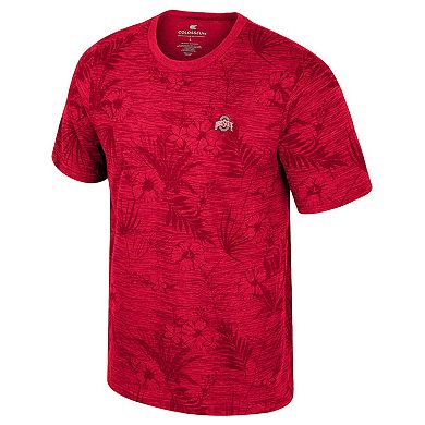 Men's Colosseum Scarlet Ohio State Buckeyes Floral Printed T-Shirt