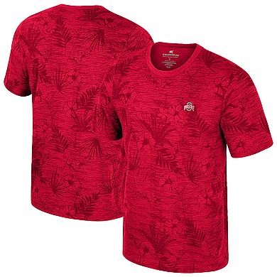 Men's Colosseum Scarlet Ohio State Buckeyes Floral Printed T-Shirt