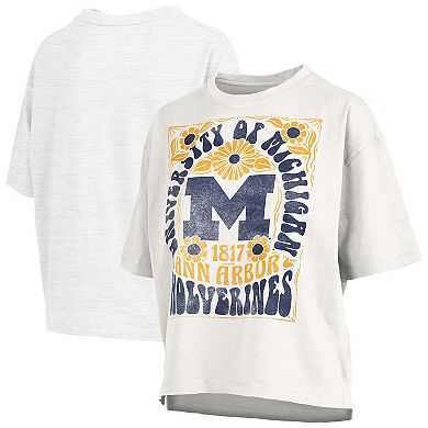 Women's Pressbox White Michigan Wolverines Harmony Oversized T-Shirt