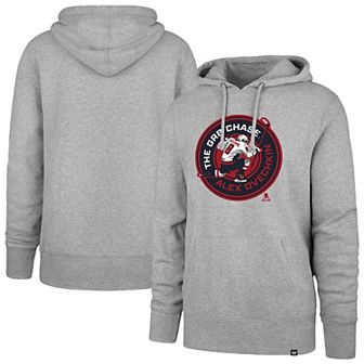 Men's '47 Alexander Ovechkin Gray Washington Capitals GR8 Chase Headline Pullover Hoodie