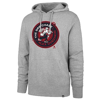 Men's '47 Alexander Ovechkin Gray Washington Capitals GR8 Chase Headline Pullover Hoodie