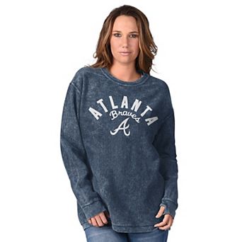 Women's G-III 4Her by Carl Banks Navy Atlanta Braves Comfy Cord Pullover Sweatshirt