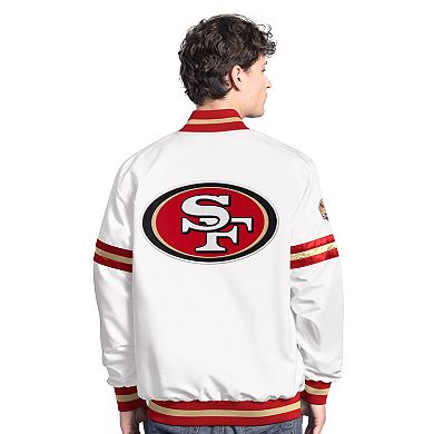 Men's Starter White San Francisco 49ers Scout Full-Snap Varsity Jacket