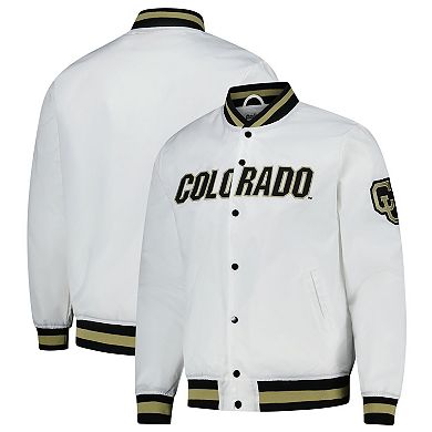 Unisex Charlie Hustle White Colorado Buffaloes Full-Snap Varsity Jacket