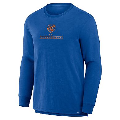 Men's Fanatics Blue FC Cincinnati Lob Attempt Stadium Slub Long Sleeve T-Shirt