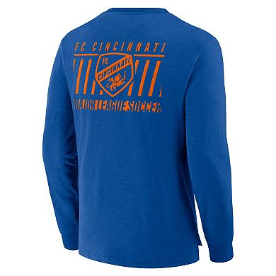 Men's Fanatics Blue FC Cincinnati Lob Attempt Stadium Slub Long Sleeve T-Shirt