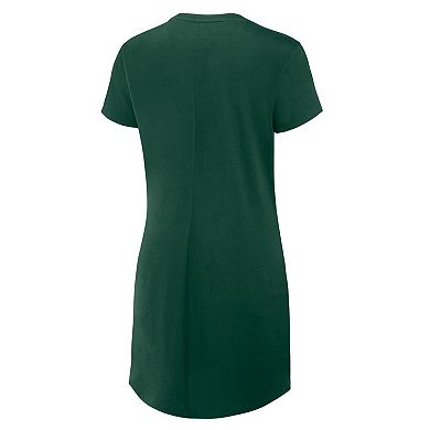 Women's Fanatics Green Miami Hurricanes Ruched Drape T-Shirt Dress