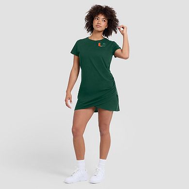Women's Fanatics Green Miami Hurricanes Ruched Drape T-Shirt Dress