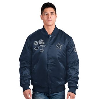 Men's Starter Navy Dallas Cowboys Exclusive Satin Full-Snap Varsity Jacket