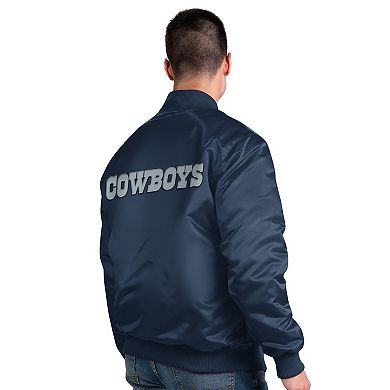 Men's Starter Navy Dallas Cowboys Exclusive Satin Full-Snap Varsity Jacket