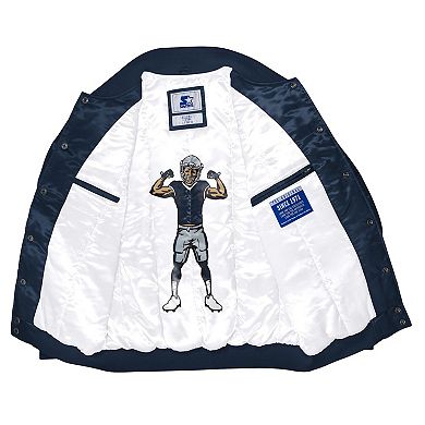 Men's Starter Navy Dallas Cowboys Exclusive Satin Full-Snap Varsity Jacket