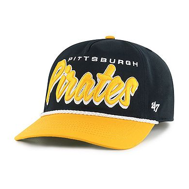 Men's '47 Black Pittsburgh Pirates Dropshadow Rope Hitch Adjustable Hat