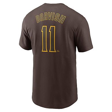 Men's Nike Yu Darvish Brown San Diego Padres Fuse Name & Number T-Shirt