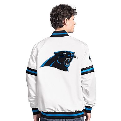 Men's Starter White Carolina Panthers Scout Full-Snap Varsity Jacket