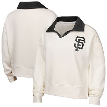 Girls Youth White San Francisco Giants Ballpark Hit Collared V-Neck Pullover Sweatshirt