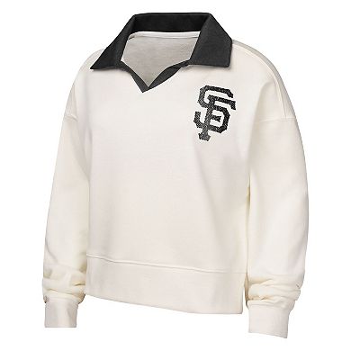Girls Youth White San Francisco Giants Ballpark Hit Collared V-Neck Pullover Sweatshirt