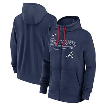 Men's Nike Navy Atlanta Braves Knockout Script Full-Zip Hoodie