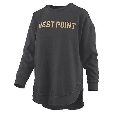 Women's Pressbox Black Army Black Knights Melange Poncho Vintage Fleece Long Sleeve Pullover Sweatshirt