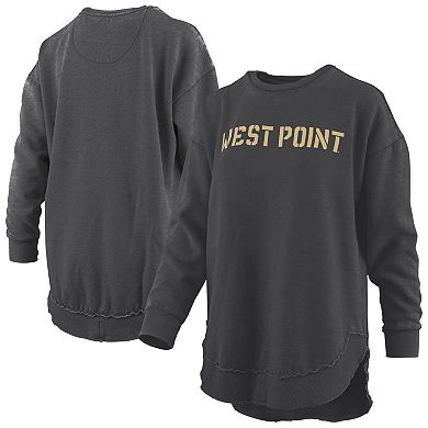 Women's Pressbox Black Army Black Knights Melange Poncho Vintage Fleece Long Sleeve Pullover Sweatshirt