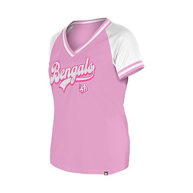 Women's New Era Pink Cincinnati Bengals Color Multiplier V-Neck T-Shirt