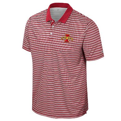 Men's Colosseum Cardinal Iowa State Cyclones Striped Polo