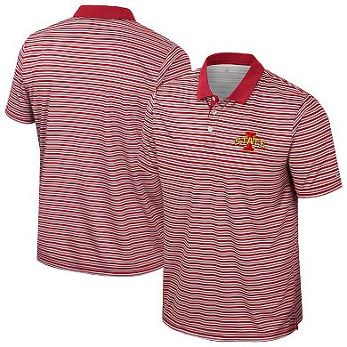 Men's Colosseum Cardinal Iowa State Cyclones Striped Polo