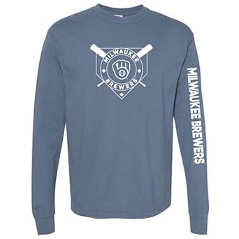 Women's Soft as a Grape Navy Milwaukee Brewers Pigment Dye Long Sleeve T-Shirt