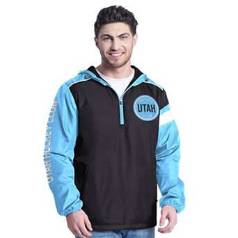 Men's G-III Sports by Carl Banks Light Blue/Black Utah Hockey Club Lateral Half-Zip Hoodie Jacket