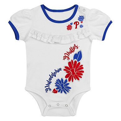 Newborn White/Royal Philadelphia Phillies Sweet Catcher 3-Piece Bodysuit, Headband and Skirt Set