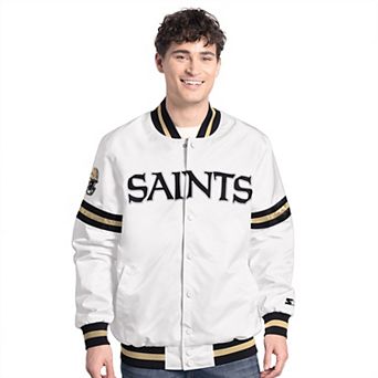 Men's Starter White New Orleans Saints Scout Full-Snap Varsity Jacket