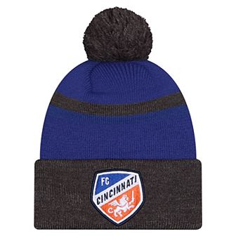 Men's New Era Blue FC Cincinnati 2025 Kickoff Cuffed Knit Hat with Pom