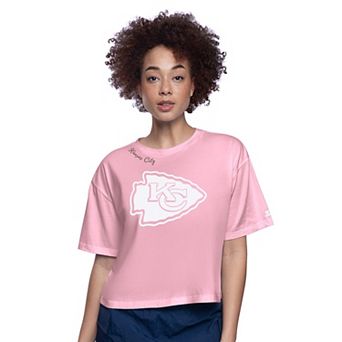Women's Starter Pink Kansas City Chiefs Play the Ball Boxy Cropped T-Shirt