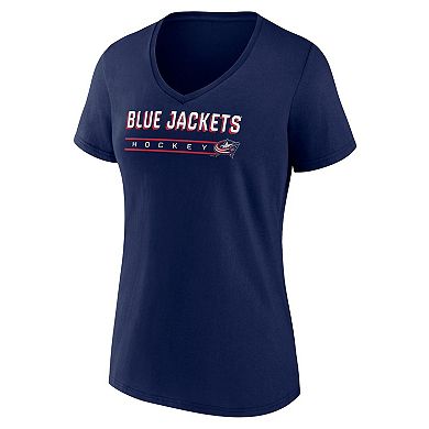 Women's Fanatics Navy Columbus Blue Jackets V-Neck T-Shirt