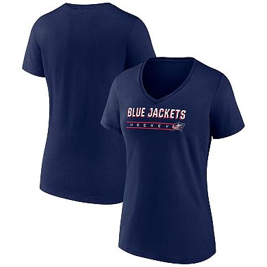 Women's Fanatics Navy Columbus Blue Jackets V-Neck T-Shirt